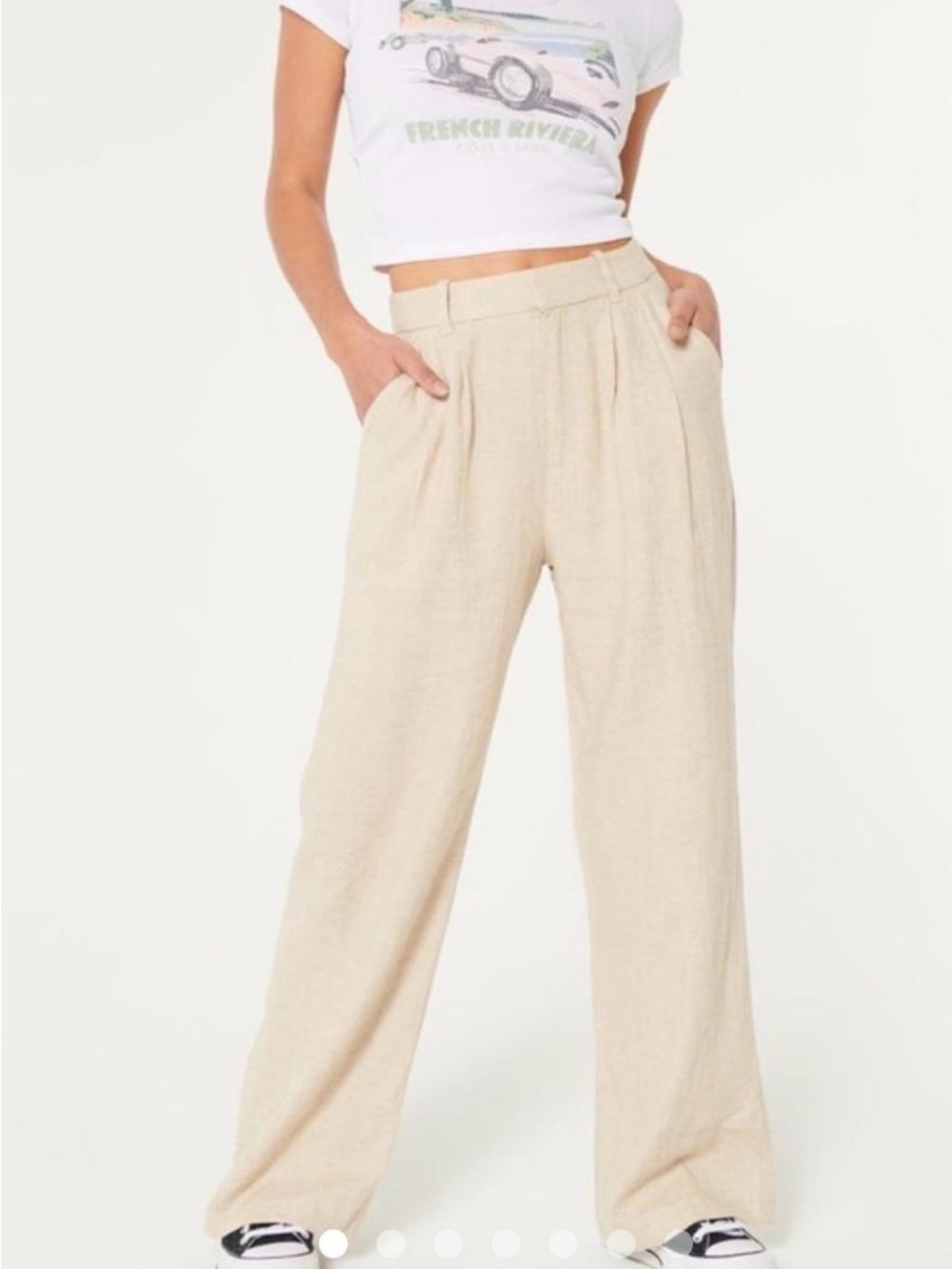 Hollister Wide-Leg Pants in Natural Beige